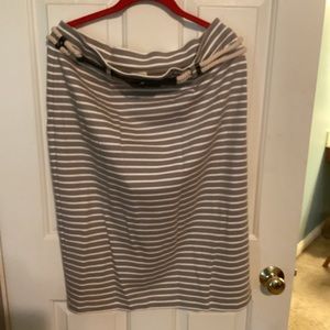 Cremieux Midi Taupe and Cream Pencil Skirt